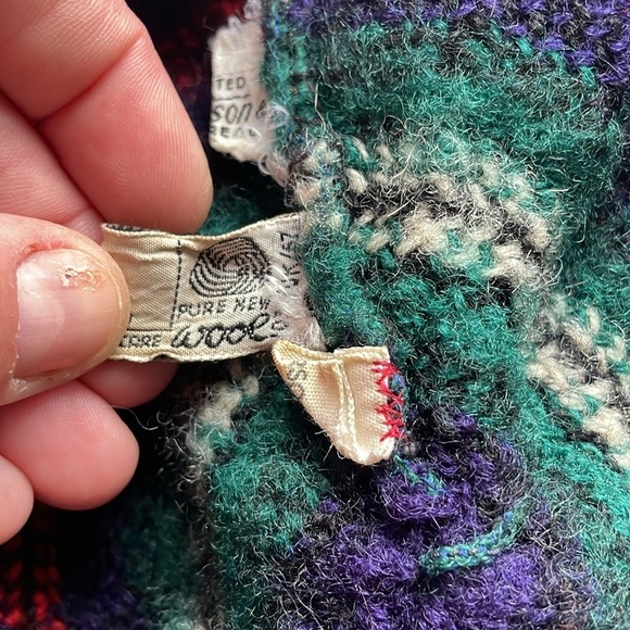 VTG Striped Knit Tam Beret Green Wool Pom Scotland MacKenzie Hat Cap Stripe Navy - Picture 11 of 16